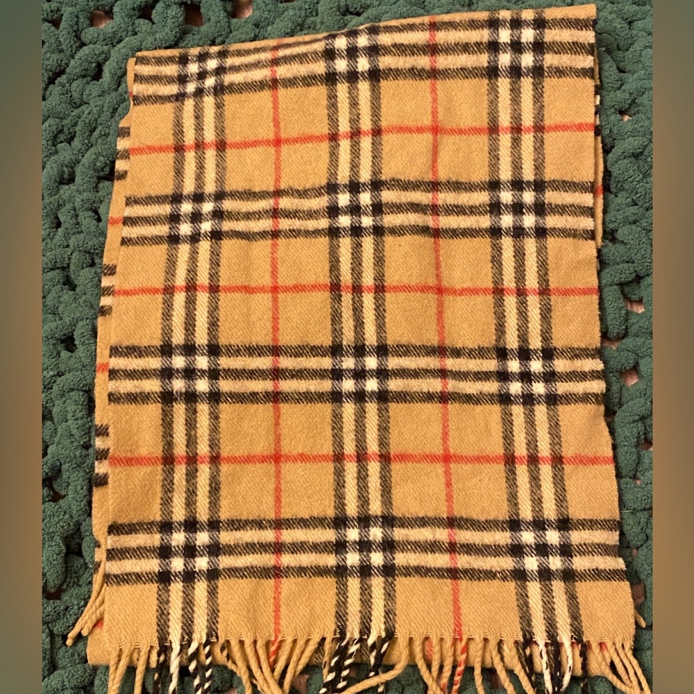 Burberry Tan Plaid Scarf